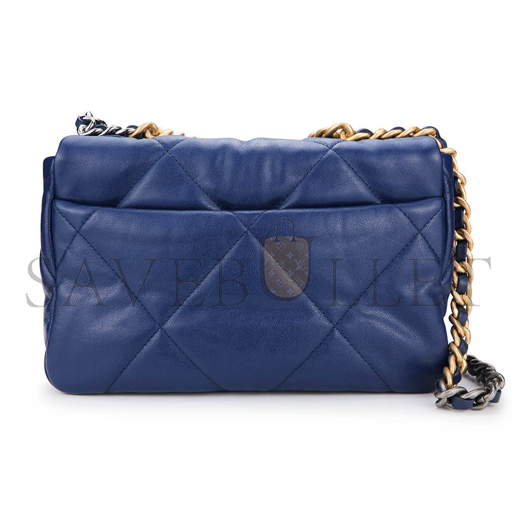 CHANEL 19 FLAP BAG IN NAVY BLUE LAMBSKIN AS1160 (26*16*9cm)